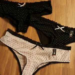 3 sheer polka dot hipster brief panty